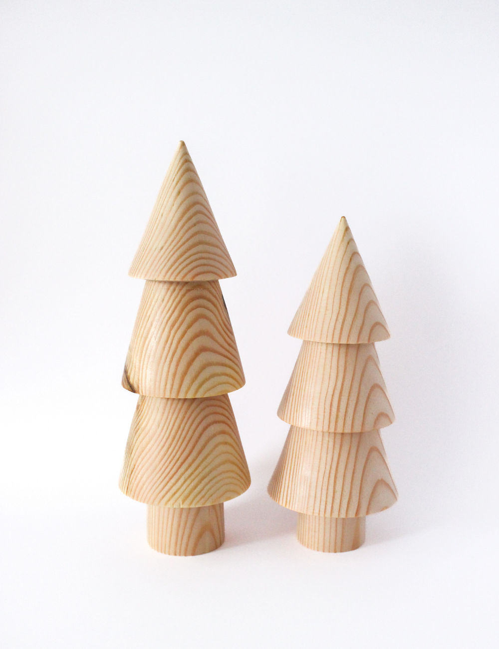 Hand-crafted Wooden Christmas Trees - Set of 2