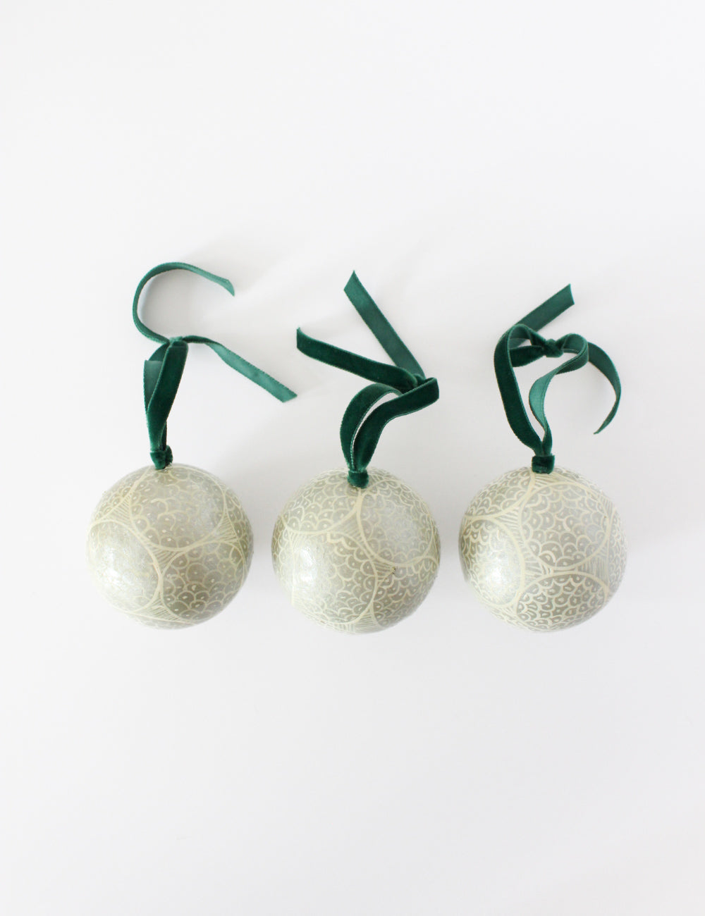 Hand-painted Papier Mache Baubles - Set of 3
