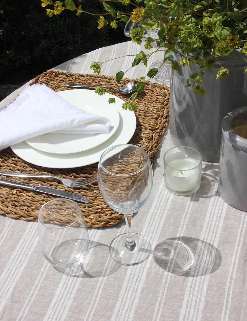 Striped Linen Tablecloth