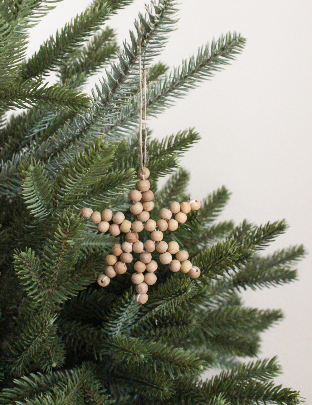 Wooden Beaded Snowflake Ornaments - Set of 3