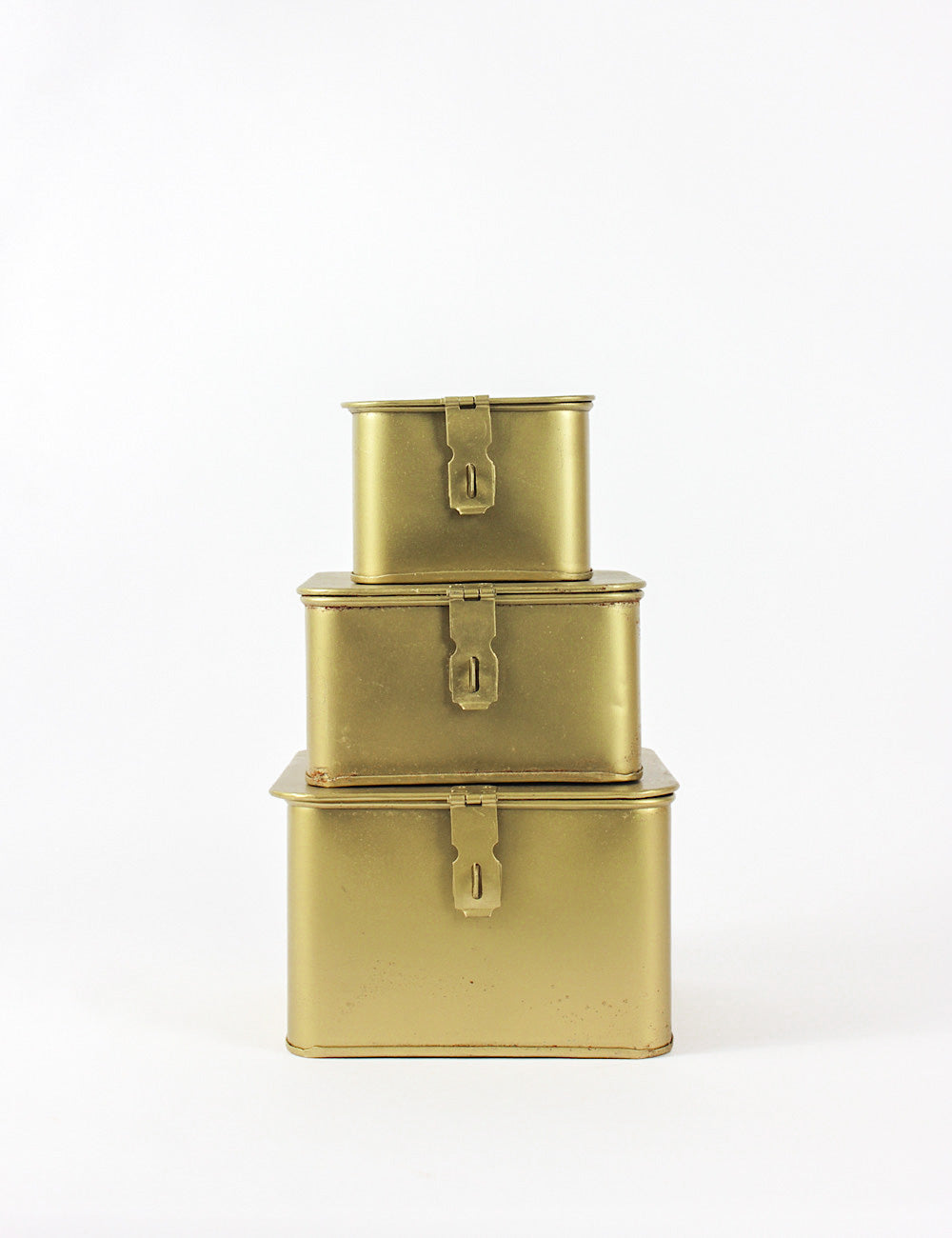 Decorative Metal Boxes, Brass finish - Set of 3