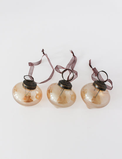 Amber Lustre Glass Baubles - Set of 3