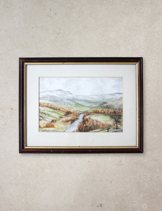 Vintage River Landscape Art