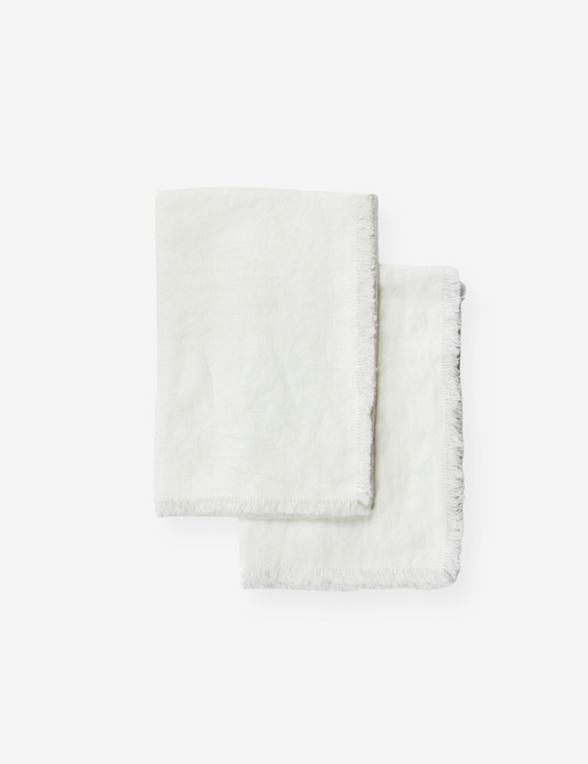 White Linen Fringe Napkin - set of 2