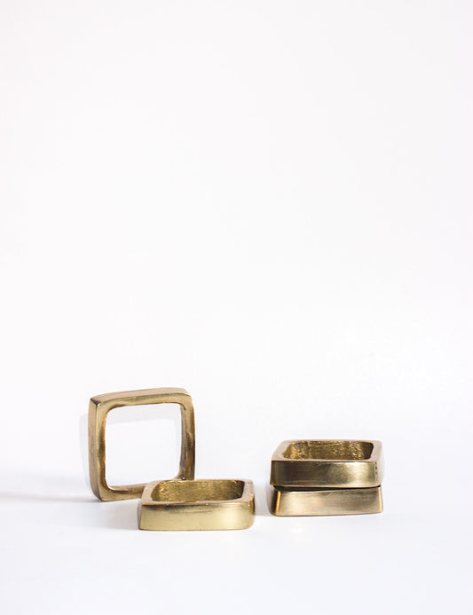 Square Brass Napkin Rings - Set of 4